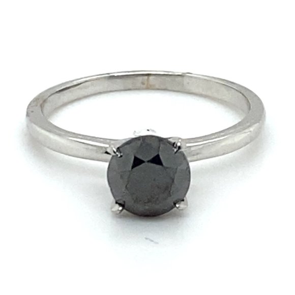 Black Diamond 1.26ct Solid 14K White Gold Ring - Picture 4 of 7